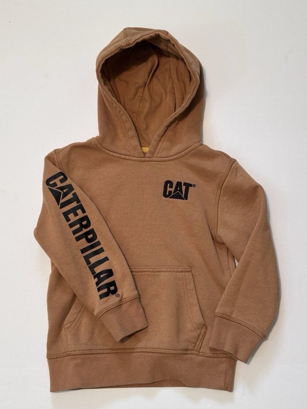 CAT Caterpillar Kids Hoodie Hooded Sweatshirt Tan XS‎ 5/6